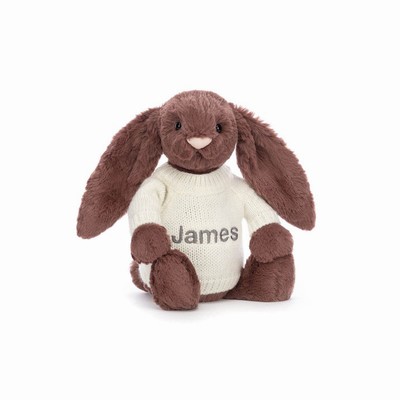 Jellycat Bashful Fudge Bunny with Cream Jumper USA | 39485VSKY